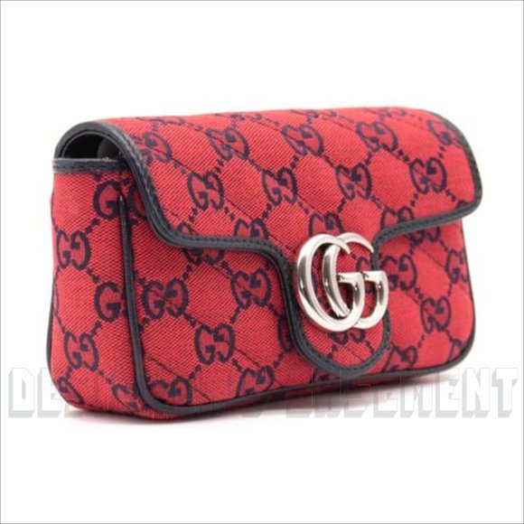 GUCCI Limited Edition GG Marmont logo quilted red GG canvas SUPER MINI Chain bag - Picture 5 of 8